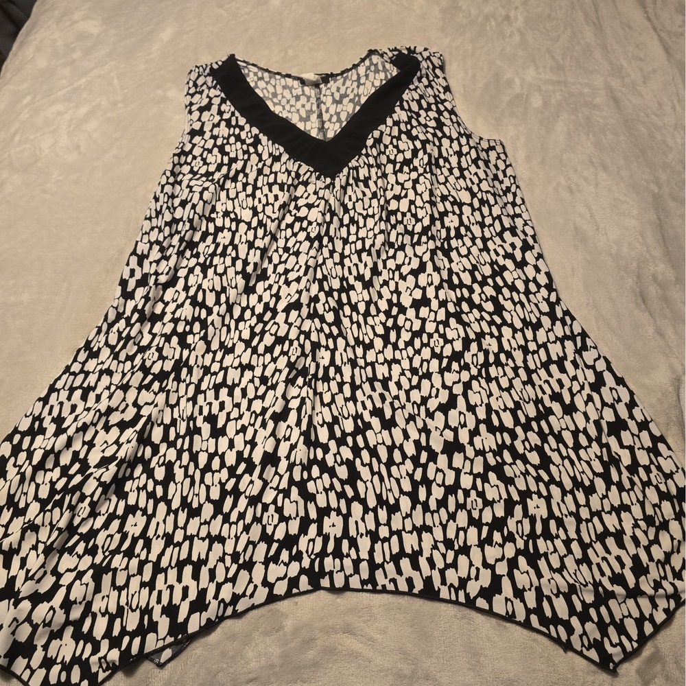 Perception Concept Womens 3xl Black White Geometric Sleeveless Top Casual